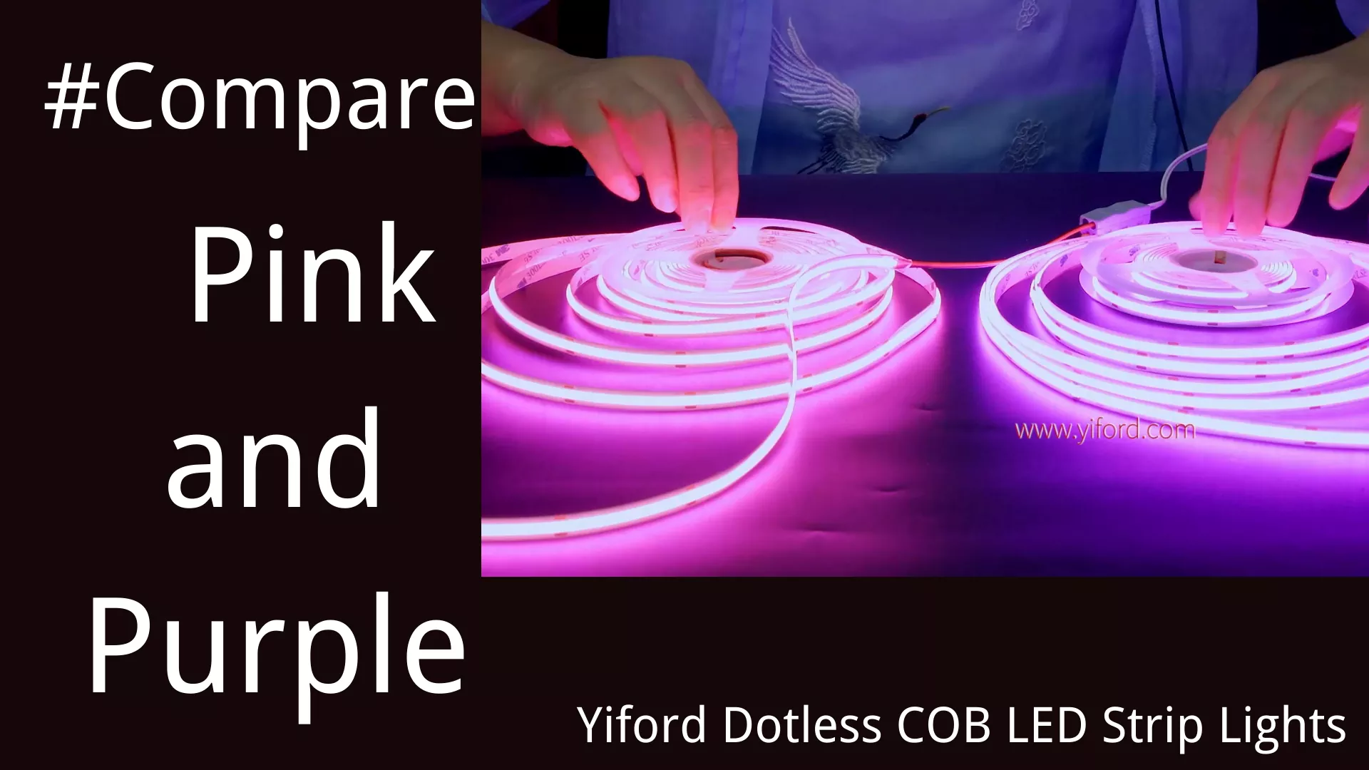 compare pink and violet dotless cob led strip lights from yiford